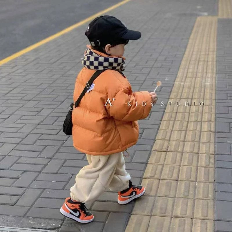 羽绒服冬季加厚男女童纯色面包服短款外套宝宝休闲保暖上衣潮