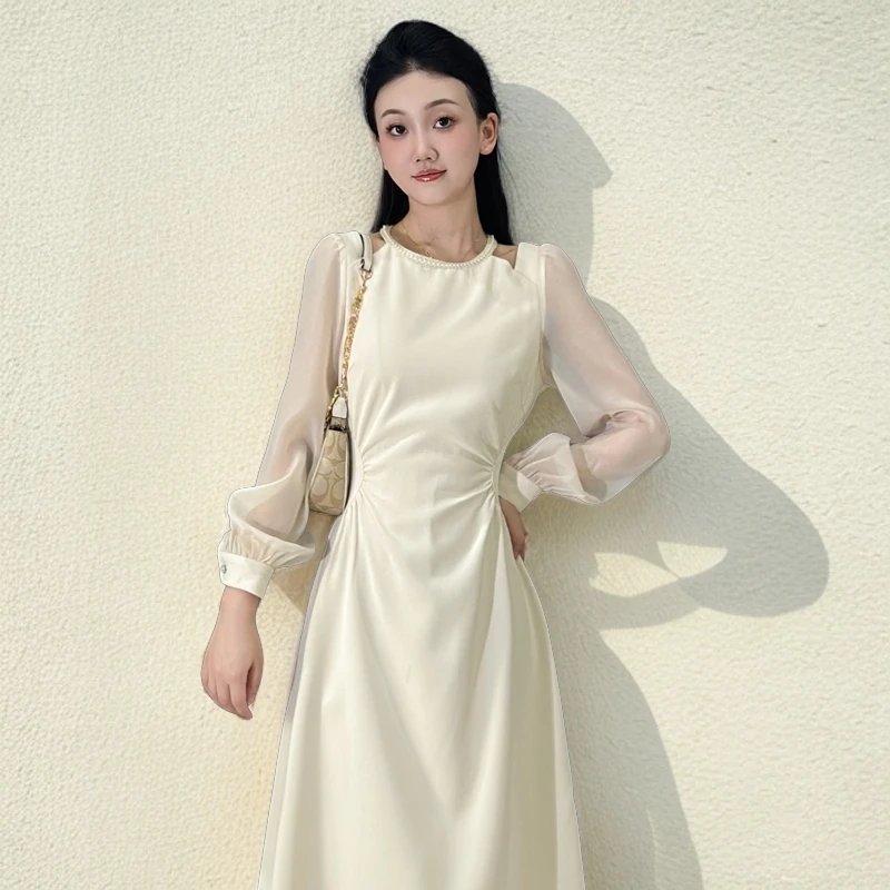 【云端悠然】气质收腰法式显瘦秋日初恋小白裙