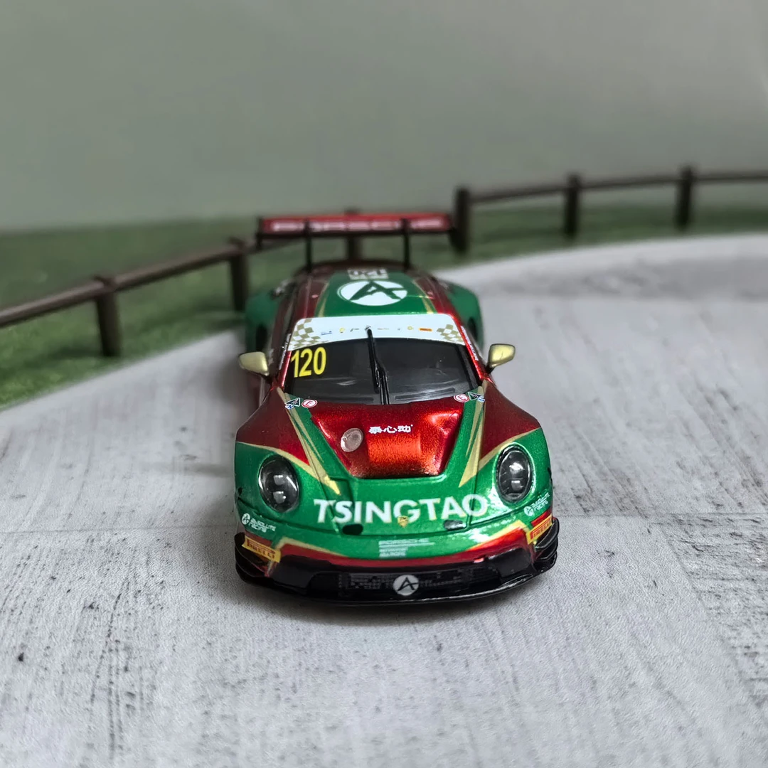 微影Sparky1:64保时捷青岛啤酒GT3 R澳门GT杯2023 合金赛车模型