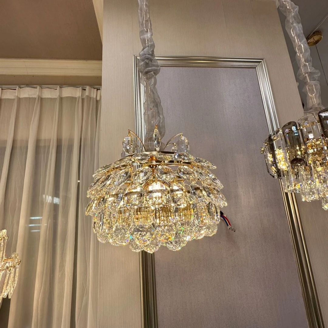 阳台过道玄关走廊衣帽间进户门水晶小吊吸顶吊线两用三色变光