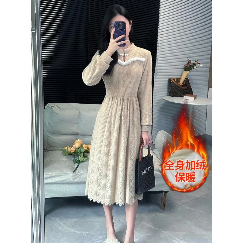 苏陌清新中式国风改良连衣裙女秋冬富家千金御姐温柔打底连衣裙