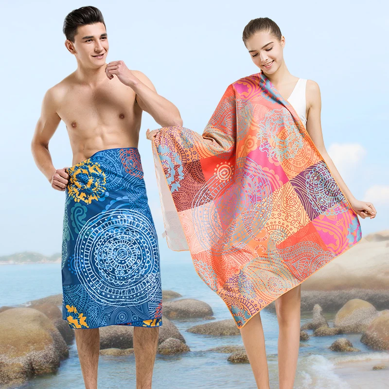 网红毛巾外披浴巾吸水速干不掉毛薄款防紫外线披肩快干海边沙滩巾