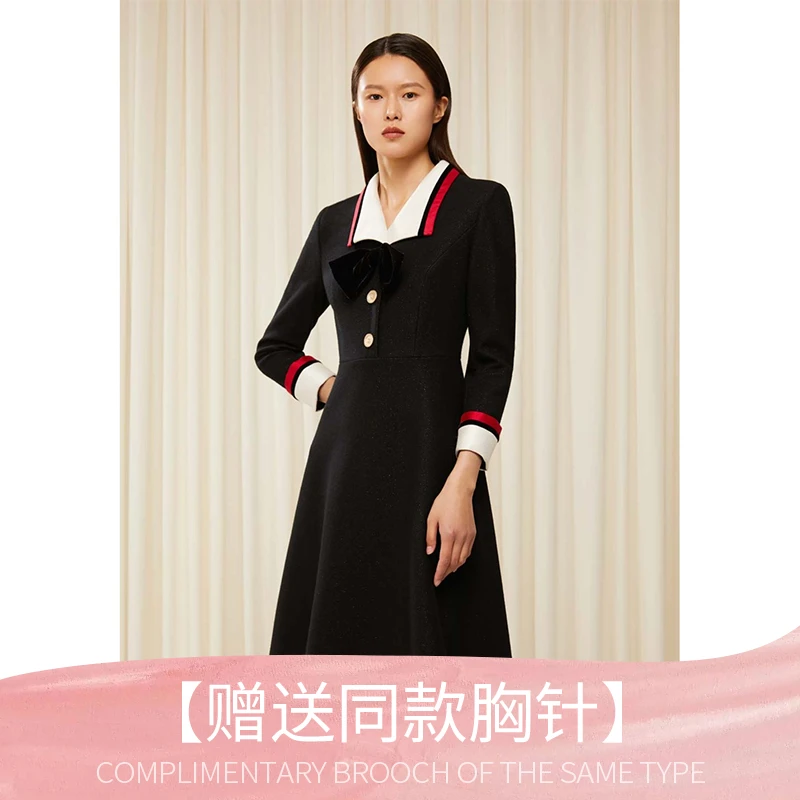 Song of Song/歌中歌23年秋季新品法式撞色翻领连衣裙5C63305460