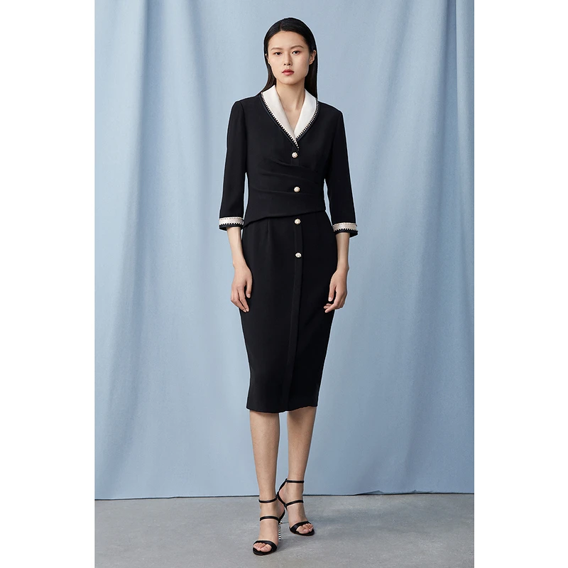 SongofSong小香风时尚七分袖优质歌中歌春夏新款连衣裙5C30105460