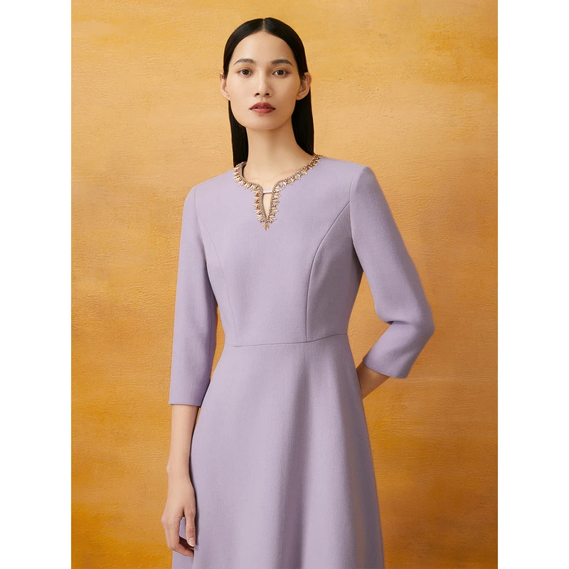 Song of Song歌中歌面料纯手工钉珠装饰优雅连衣裙5C34105320