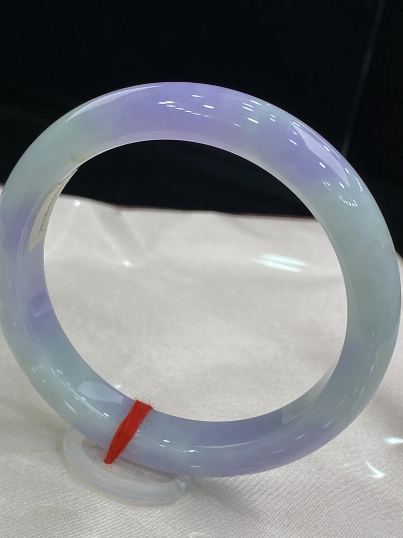 天然缅甸翡翠手镯紫罗兰 正圈 56*10.5*8.2 料老颜辣美 完美水润