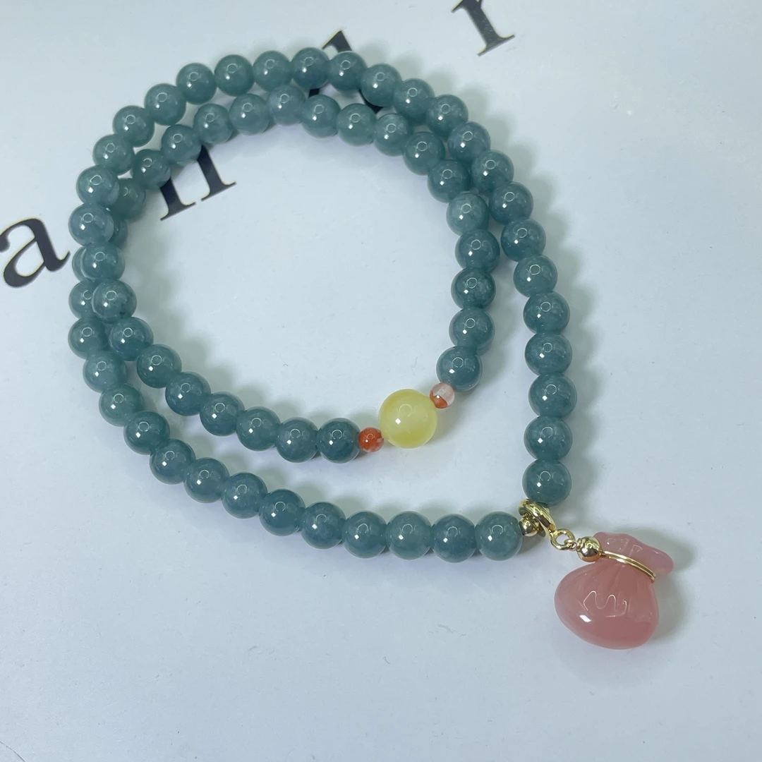 天然玉石A货气质百搭蓝水翡翠双圈手串多样性发货（拍一发一）F107