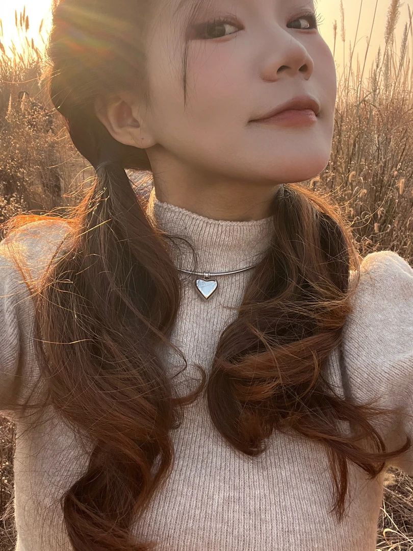 钛钢项链 CY9灵磁石爱心银色系弹簧项链X003气质百搭复古小众