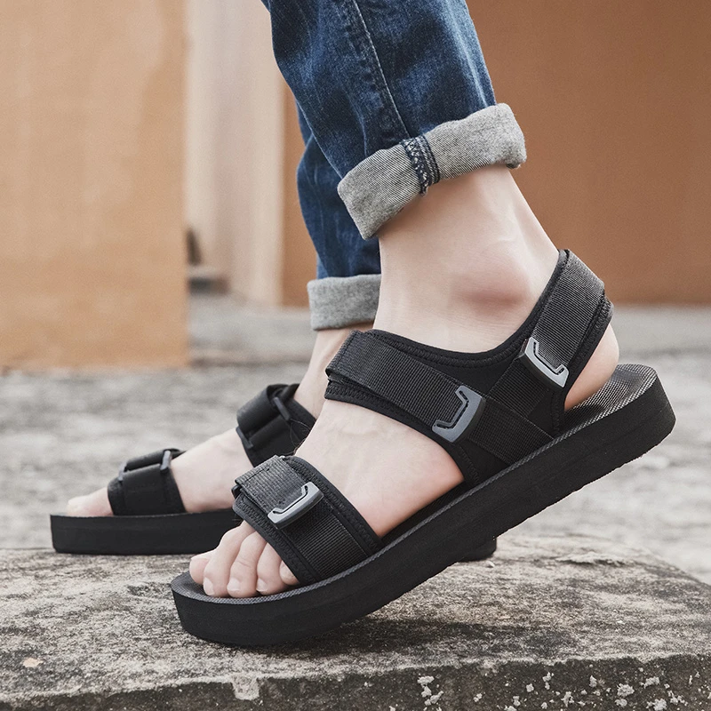 特大码魔术扣凉鞋50加肥49软底可调节加宽48沙滩鞋47户外罗马鞋46