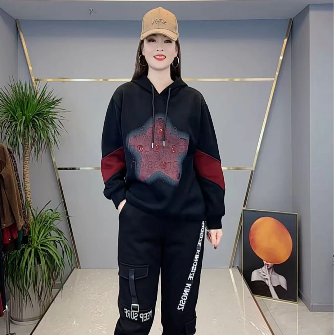 shishu/拾束冬款新款五角形连帽显瘦上衣休闲百搭加入卫衣CY8931