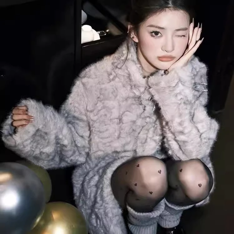 秋冬新款毛毛外套女宽松时尚皮毛一体大衣高级感毛绒上衣