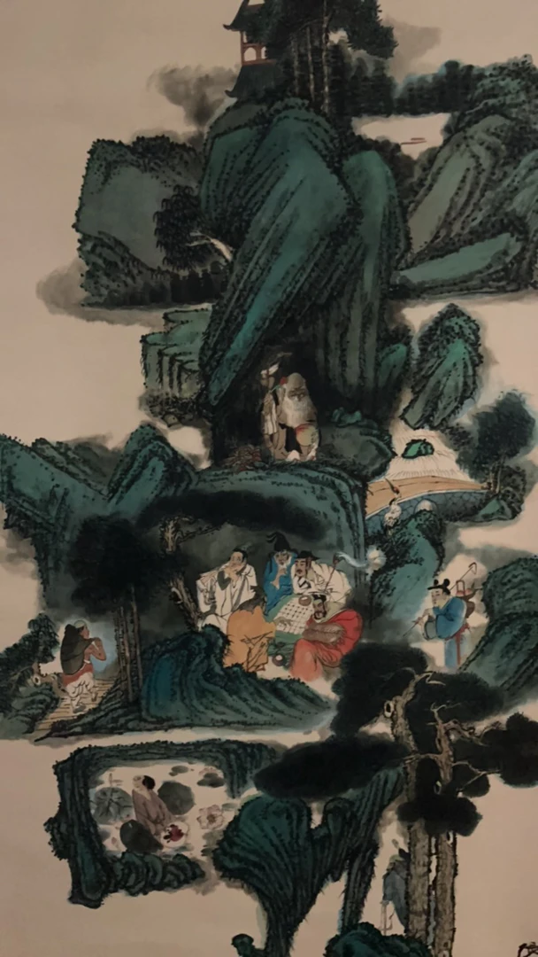 紫光张老松云寿月装饰画