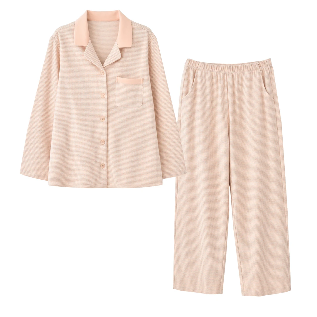 衣姐家炫彩暖绒棋盘格女开衫套装2024秋冬新款家居服睡衣LB-97087