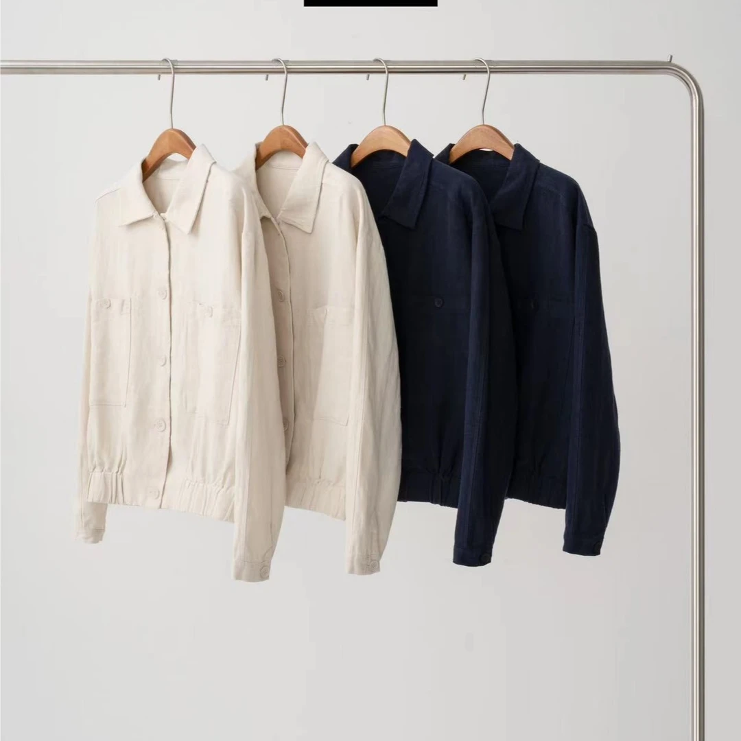 高端休闲亚麻短外套-2023秋季设计师款女士外套-ZM-2527Z