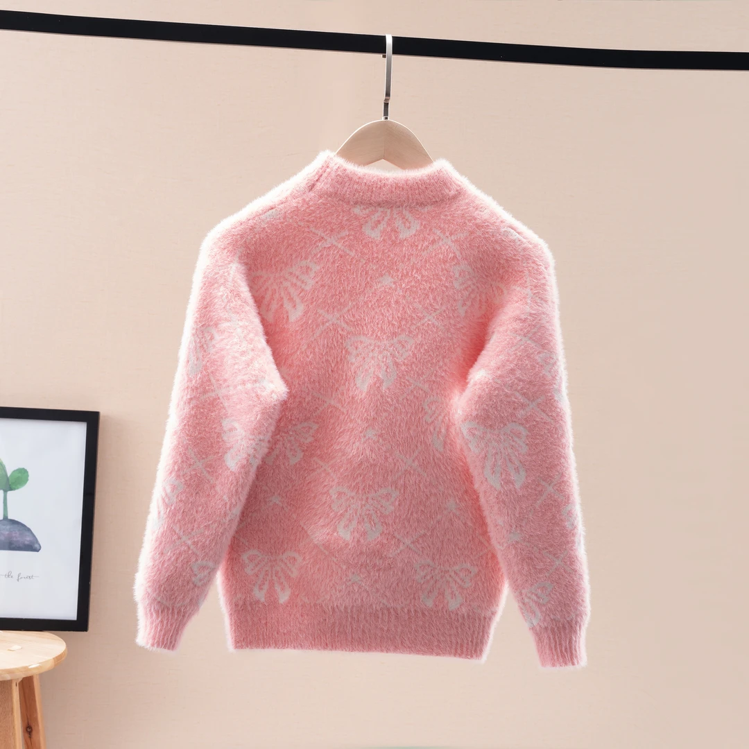 女童冬季新款加厚圆领针织打底衫