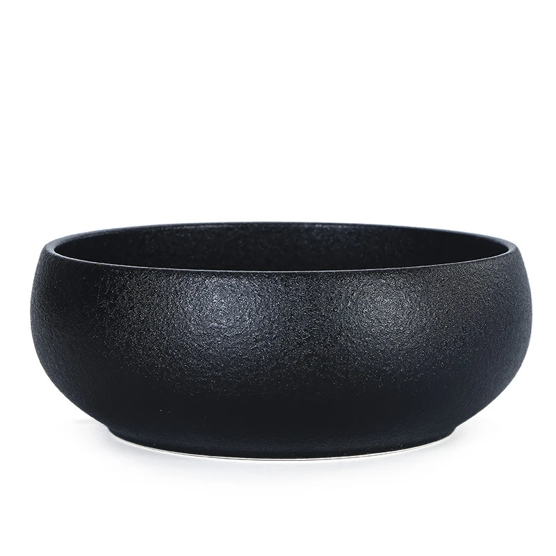 大号黑陶茶洗家用茶缸笔洗粗陶瓷茶具黑色水洗碗茶道配件水盂水洗