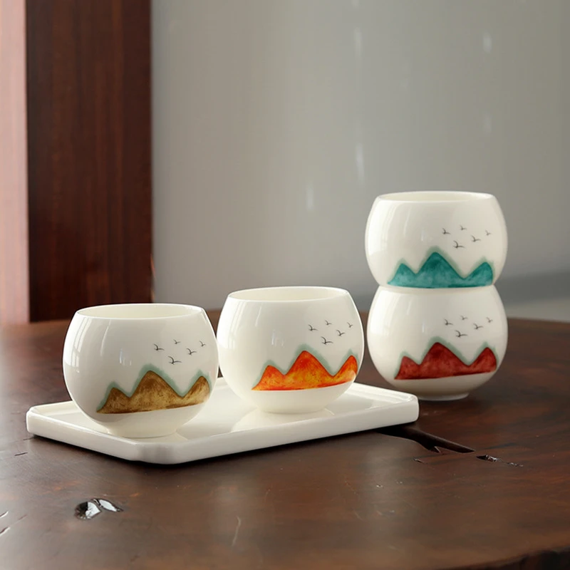 创意羊脂玉大号加厚防烫主人杯茶杯陶瓷品茗杯个人喝茶杯刻字杯