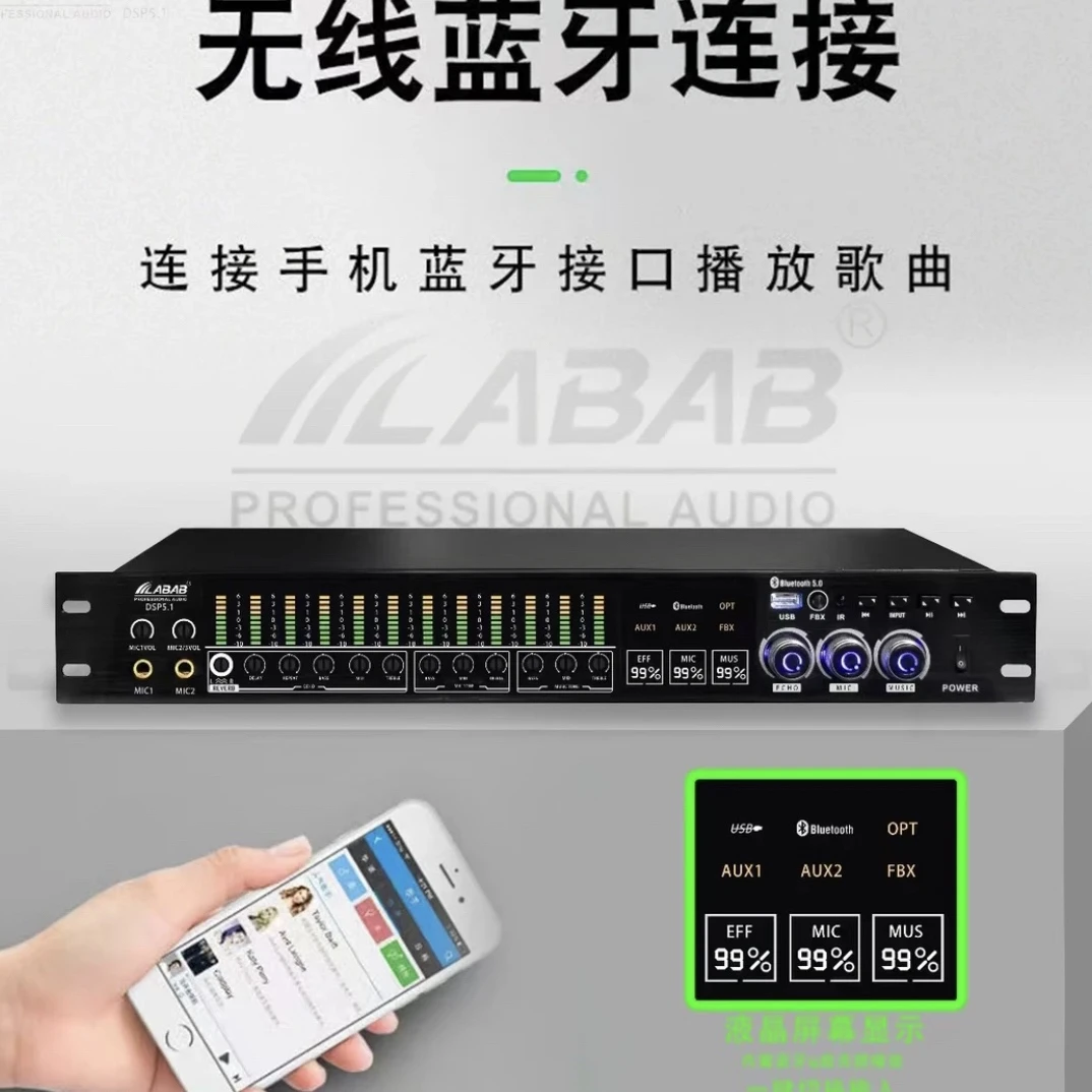 LABAB/蓝博声高端DSP5.1音频均衡效果器蓝牙专业效果器一键防啸叫