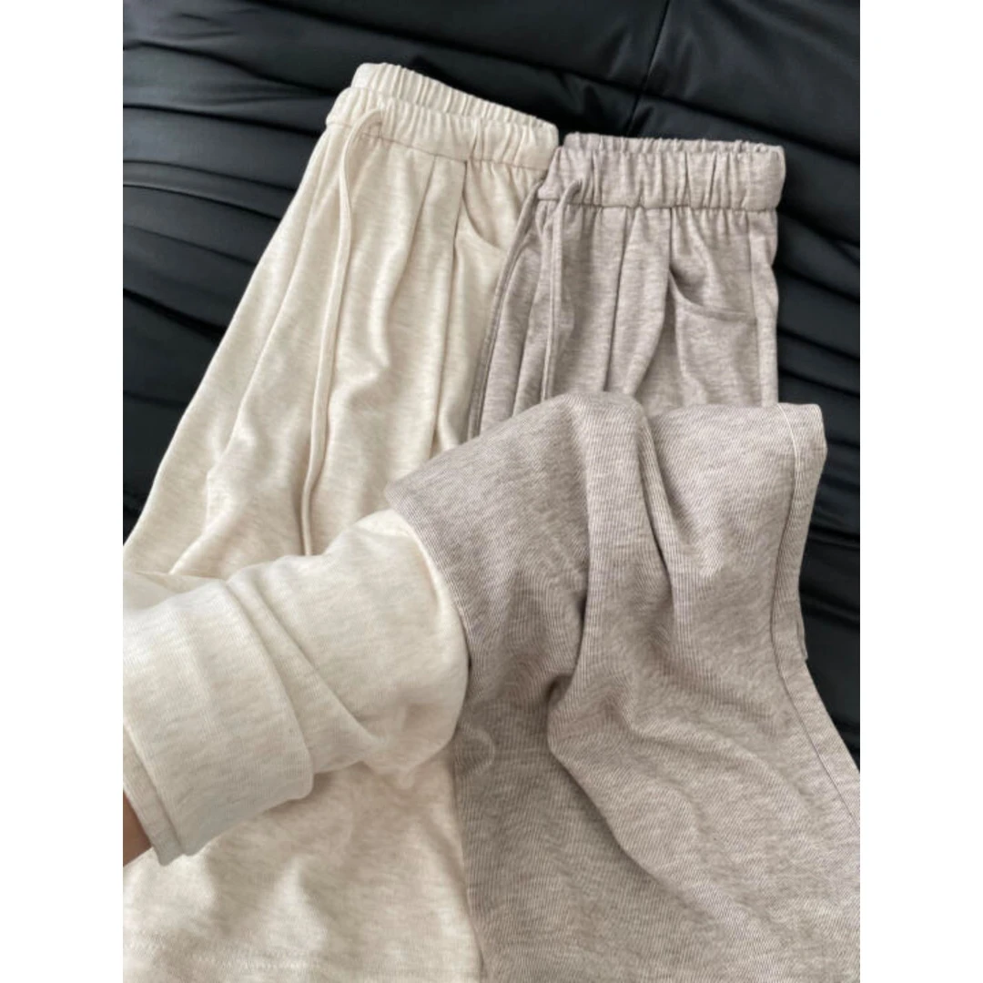 慵懒风大码糯米裤女胖mm春夏秋季新款高腰垂感宽松休闲直筒阔腿裤