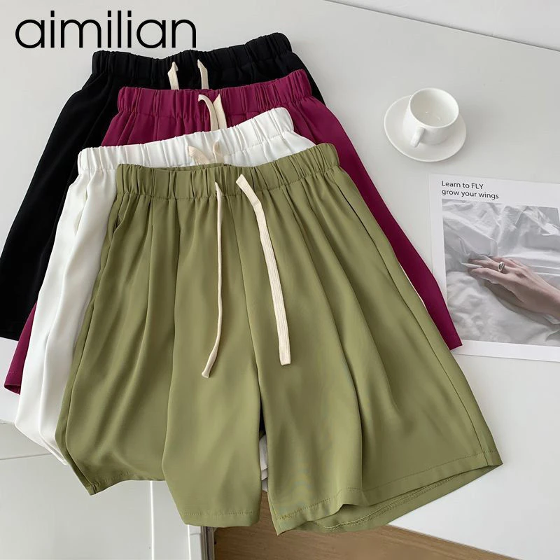 大码300斤雪纺夏季新款百搭韩版高腰直筒宽松休闲阔腿五分短裤女