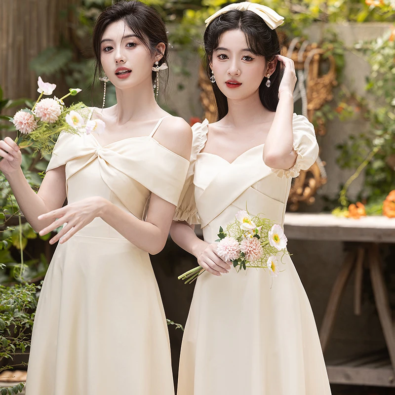 伴娘服2025新品香槟色连衣裙轻奢感小众仙气质夏季姐妹团主持礼服