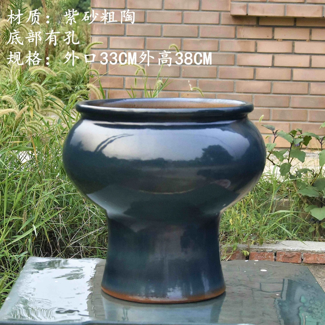 大口径绿植粗陶罐绿植盆景盆天堂鸟三角梅陶盆多肉植物陶瓷花盆大