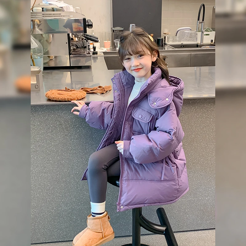 狸小朵女童过年服2024新款爆款洋气女孩中长款冬儿童加厚棉袄外套