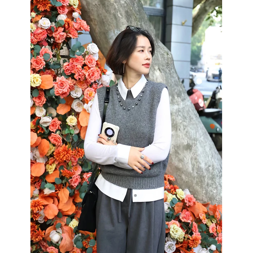 【叭哒不惑】灵魂伴侣  羊毛春秋针织时尚休闲设计师保暖无袖马夹