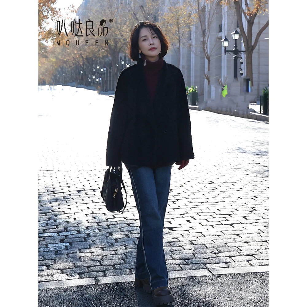 T【叭哒不惑】细腿裤 毛边工艺设计感牛仔裤复古拼接高腰显瘦长裤