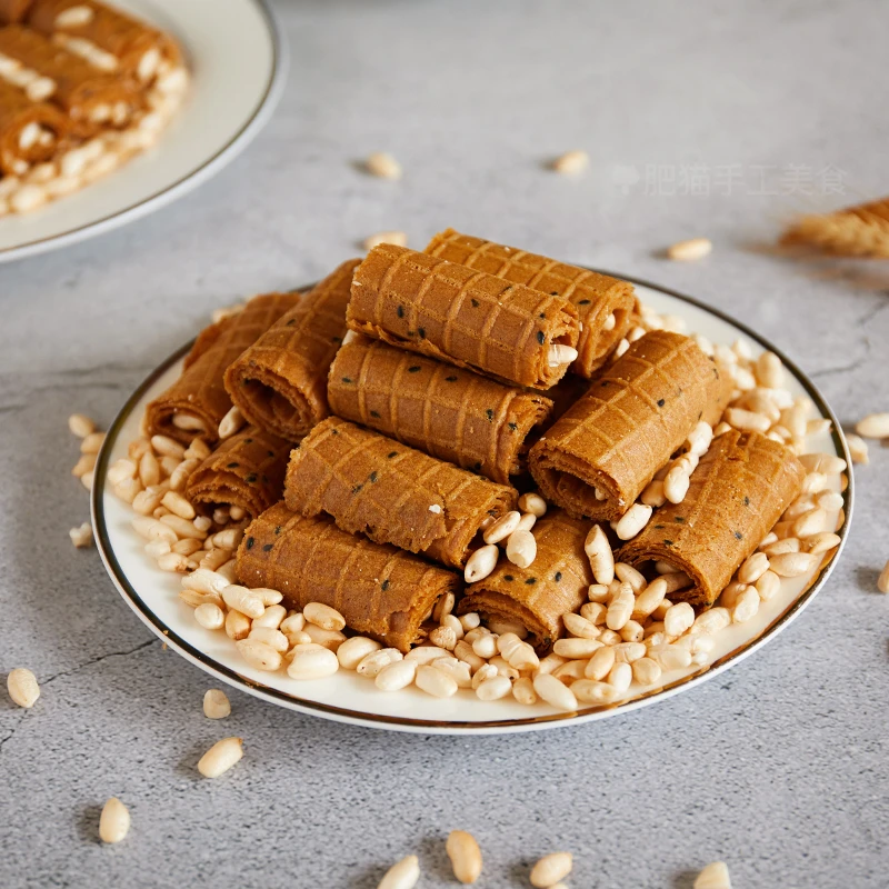 【海豚专属】肥猫红糖烤卷蛋卷酥脆蛋卷老式手工黑芝麻饼干解馋300g