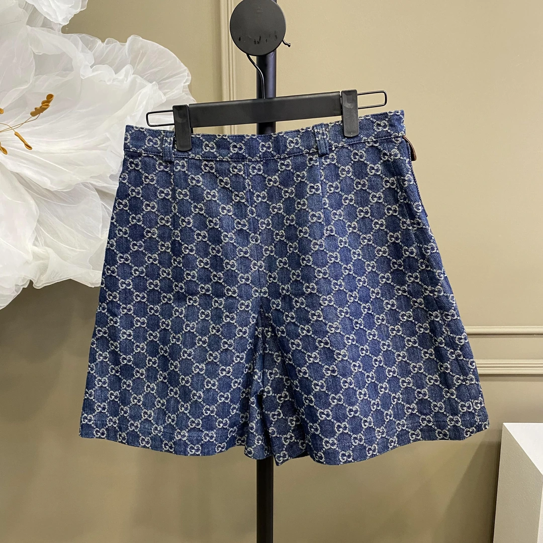 95新 GUCCI/古驰 潮服/GUCCI/42码/满印老花牛仔短裤/00760020
