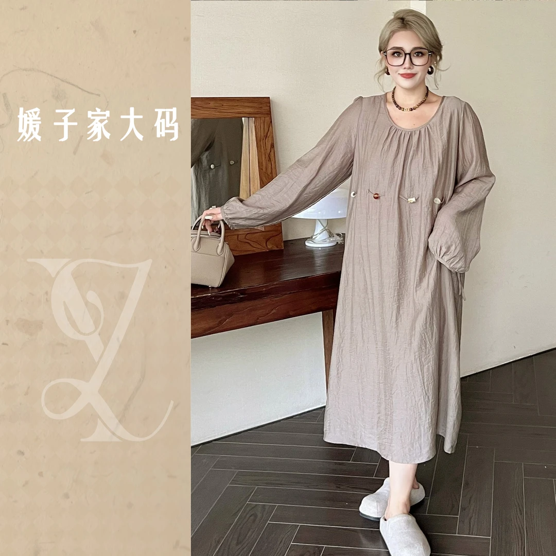 媛子大码法式度假风连衣裙穿珠显瘦设计款重工肌理感长裙83373