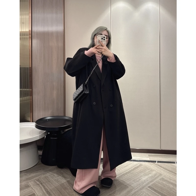 媛子大码春秋新款气质双排扣西装轻奢休闲韩版长款潮流百搭81602