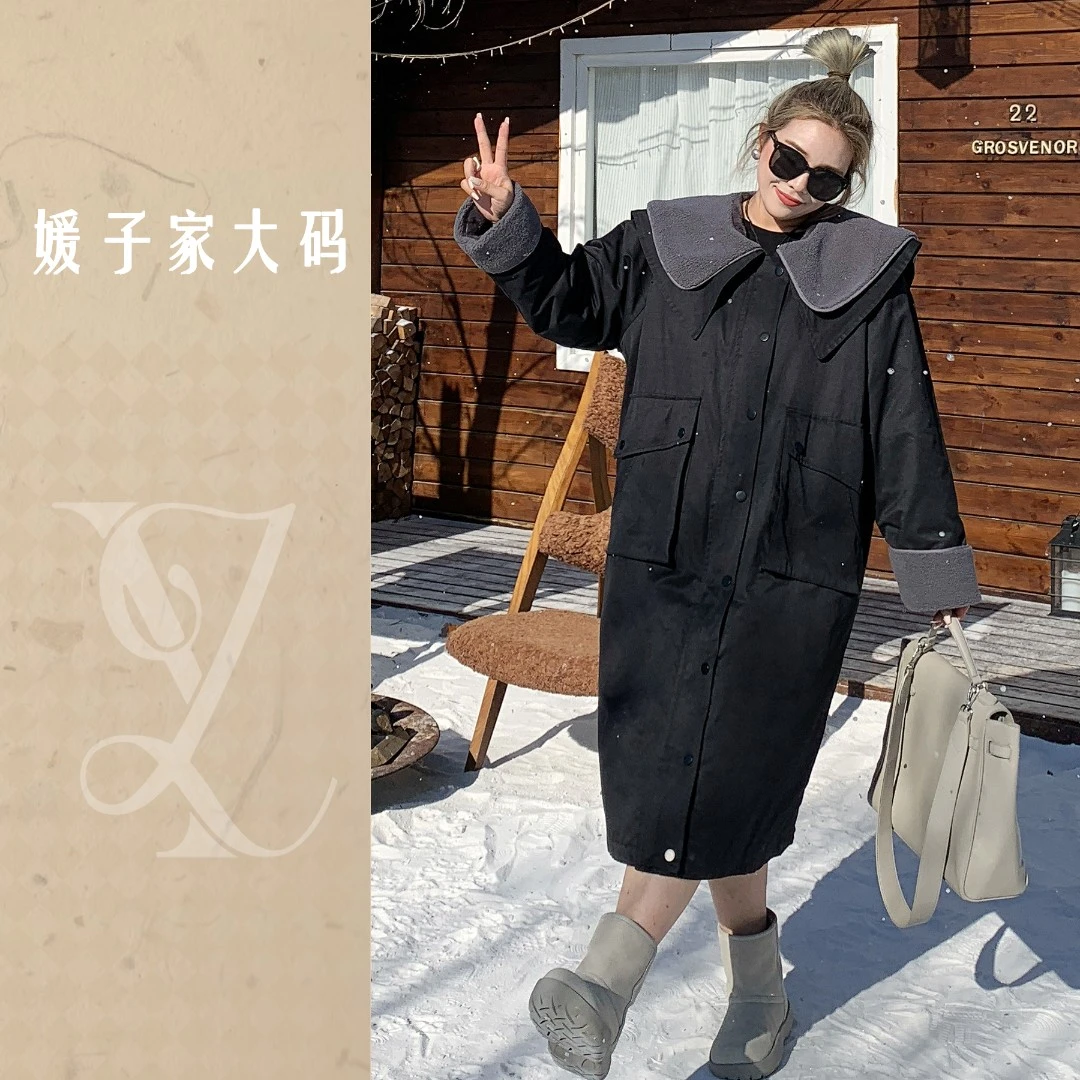 媛子大码翻领工装派克服加厚宽松设计感秋冬时尚韩版外套83566