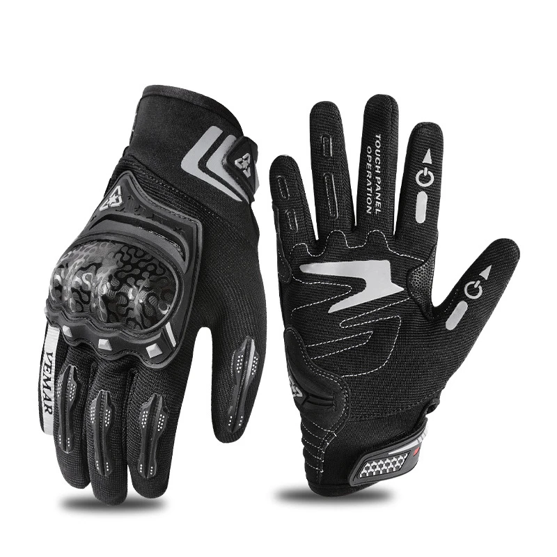 摩托车手套男女越野四季通用防摔防撞骑行透气硬壳防护加厚黑色