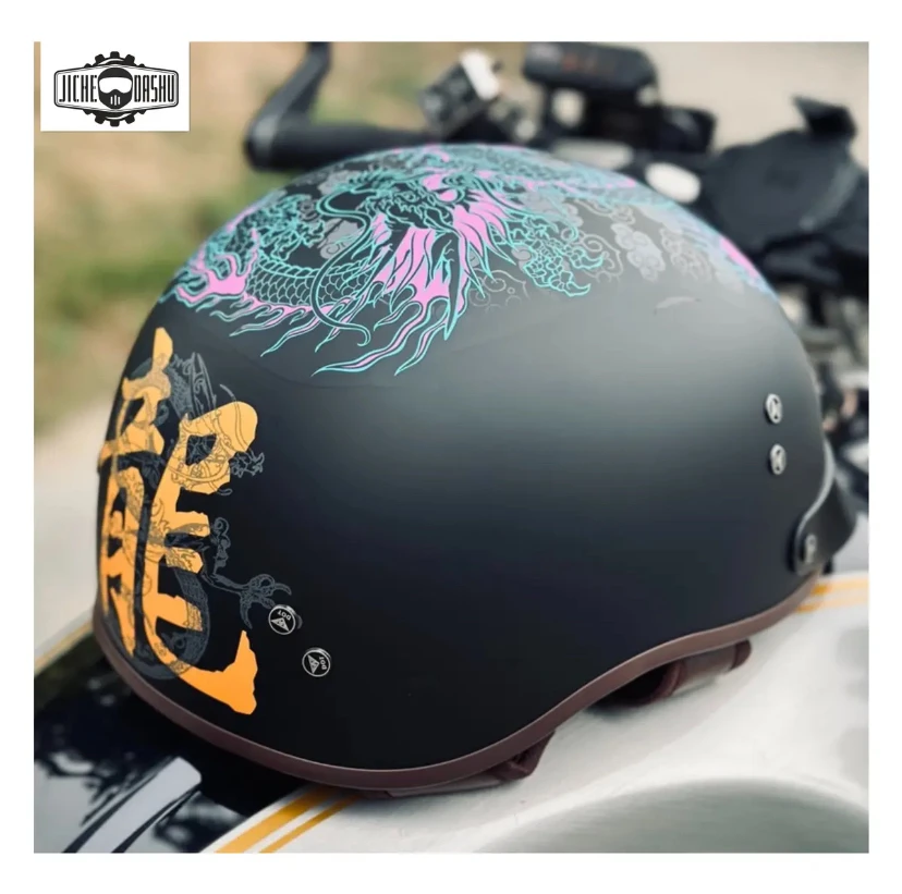 复古半盔男摩托车头盔夏季超轻3C个性电动车哈雷机车骑行