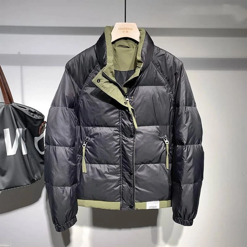 羽绒服男士2023新款冬季加厚拼色宽松保暖外套潮韩版休闲面包服