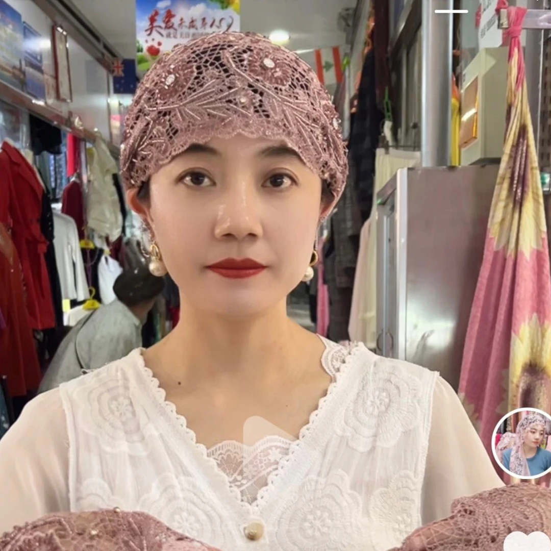 新款金丝线手工串珠流苏包头帽子