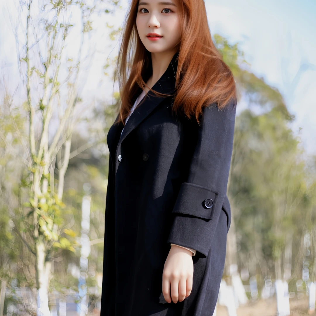 气质修身中长款大衣黑色双面羊大衣