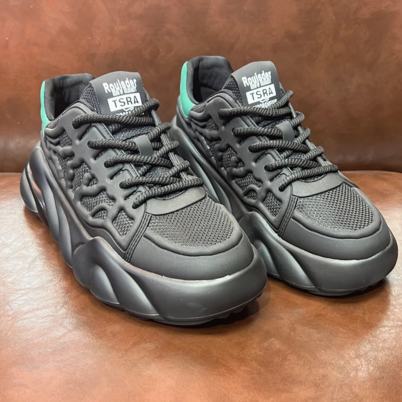 2024男士春夏网面休闲鞋舒适时尚百搭百搭潮鞋厚底系带