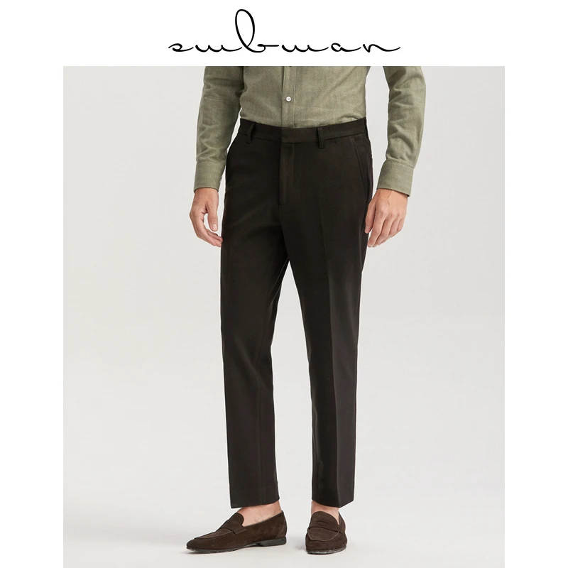 秋冬保暖毛呢裤斜纹毛呢西裤商务保暖免烫易打理时尚潮流休闲裤