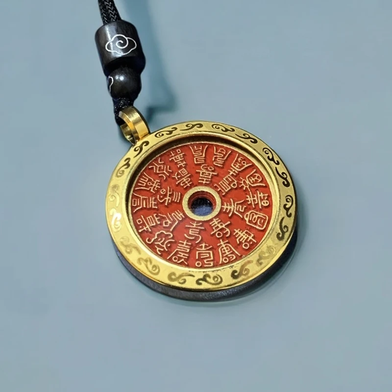 铜合金吊坠 复古山鬼花二十四福吊坠填红色沙沙的铜坠双面