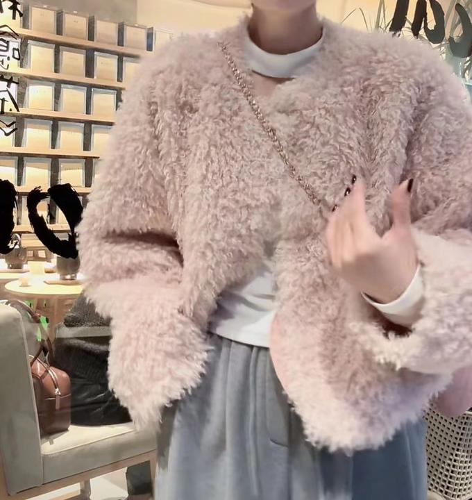 【花花定制】防寒轻奢百搭加厚气质毛毛短款外套皮毛一体8089