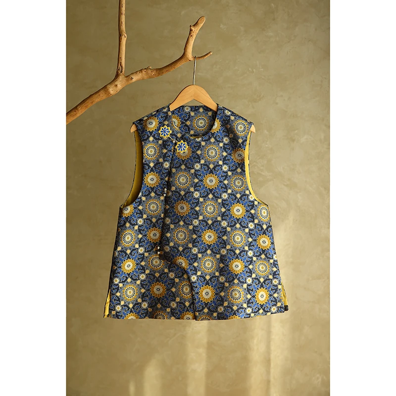 【上久楷大小团花】新中式满分桑蚕丝马甲上衣复古女装