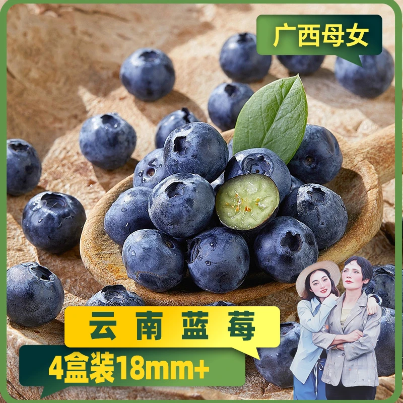 【广西母女专属】云南蓝莓4盒装果径15/18mm+125g/盒 应季鲜果