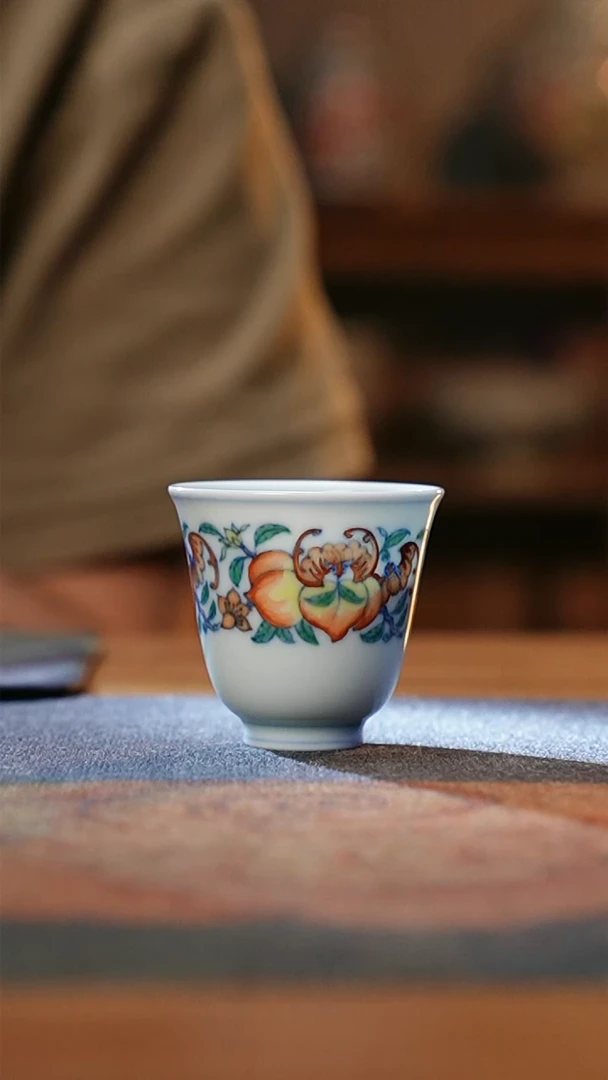 【闪购商品】五里雾青花斗彩福寿双全杯