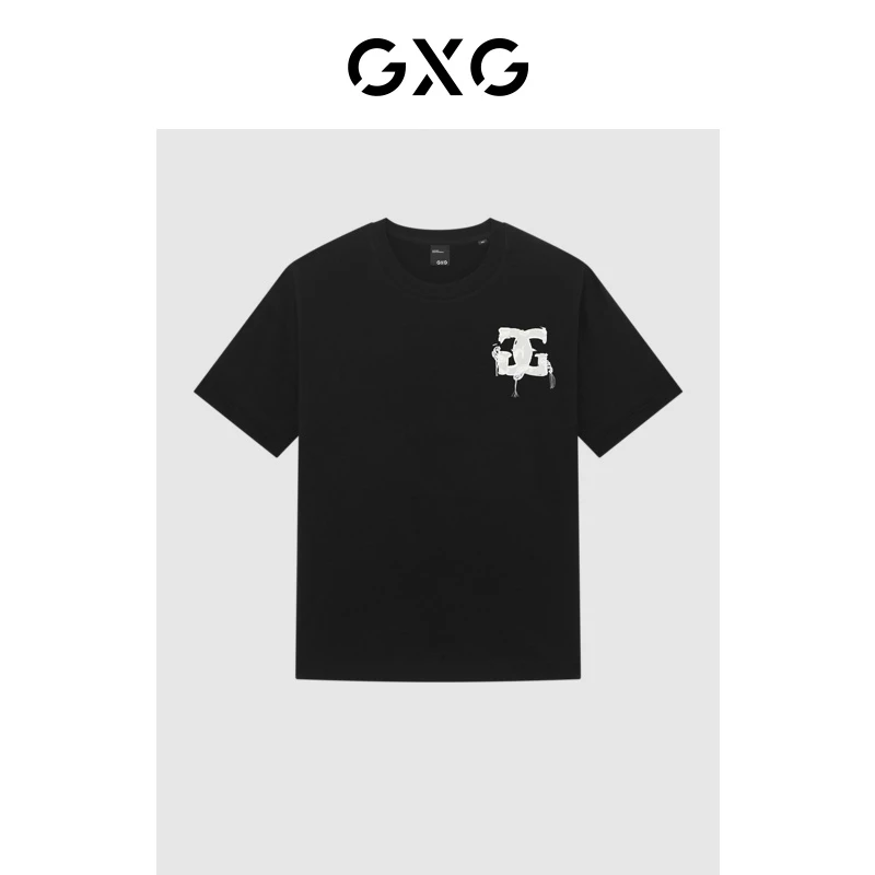 GXG男装 商场同款舒适黑色短袖T恤 夏季新品#G24D442665