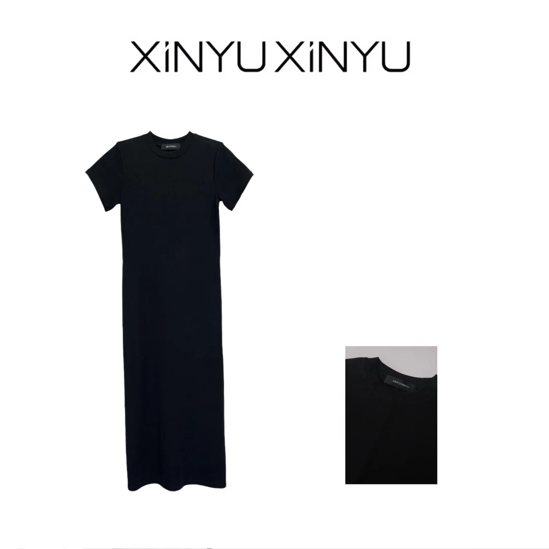 XINYU/芯与『伦巴』圆领短袖T连衣裙 270300 女装连衣裙 时尚 春夏