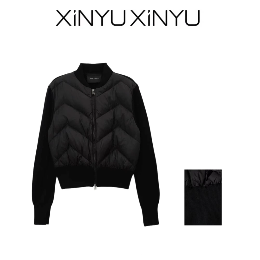 XINYU/芯与『玛德琳』羽绒后背拼接拉链外套 31782 秋冬 时尚 女士