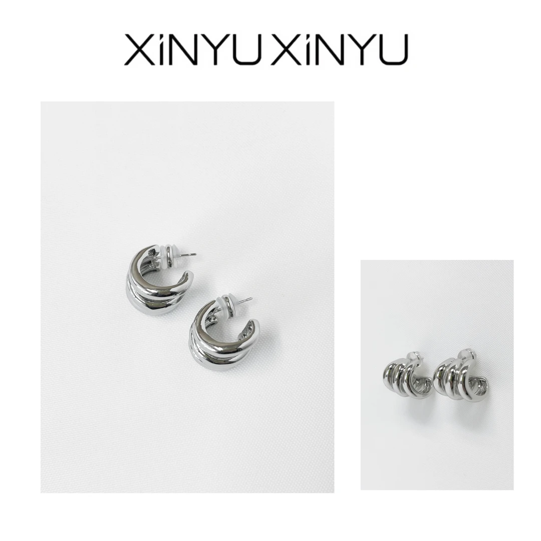 合金耳饰 XINYU/芯与 定制款 三爪设计金属耳环 RH3238 气质 法式